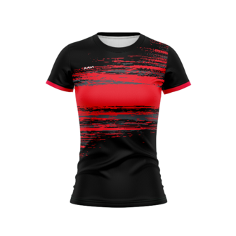 Xavi Performance dames t-shirt zwart-rood