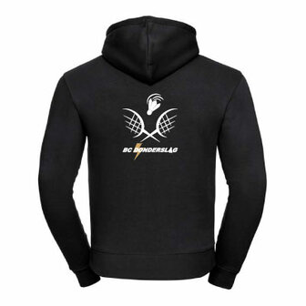 Unisex Hoodie zwart met BC Donderslag borstlogo en tekstlogo op de rug