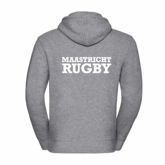 Unisex Hoodie grijs met RC Maastricht borstlogo en tekstlogo op de rug