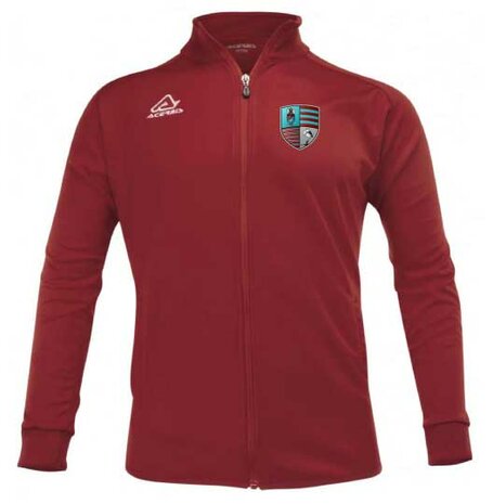Acerbis trainingsjas bordeaux met RC Maastricht logo op de borst en Rugby Maastricht op de rug.