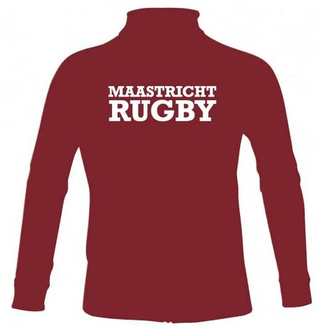 Acerbis trainingsjas bordeaux met RC Maastricht logo op de borst en Rugby Maastricht op de rug.