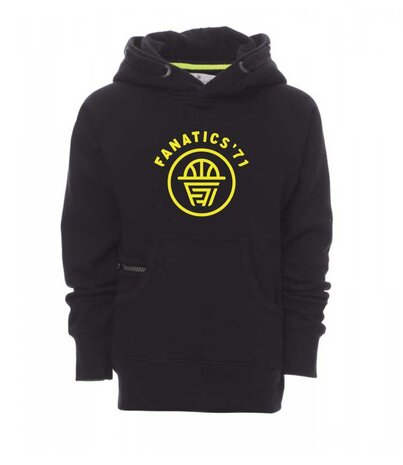 Fanatics Hoody Kids met Fanatics logo op de voorkant en Basketball logo achterop