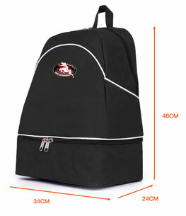 Zwart XAVI rugzak met Bokkerijders logo