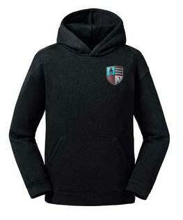 Kinderhoody Zwart met RC Maastricht logo op de borst en tekstlogo op de rug