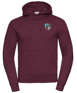 Unisex Hoodie bordeaux met RC Maastricht borstlogo en tekstlogo op de rug